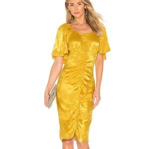 NWT Tularosa Kinsley Dress Floral Yellow Midi Large Ruched
